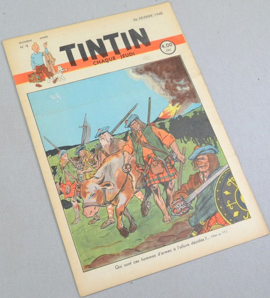 Journal Tintin Issue 9: February 26th 1948 Jacques Laudy Cover Edition Vintage Comic EO Couverture