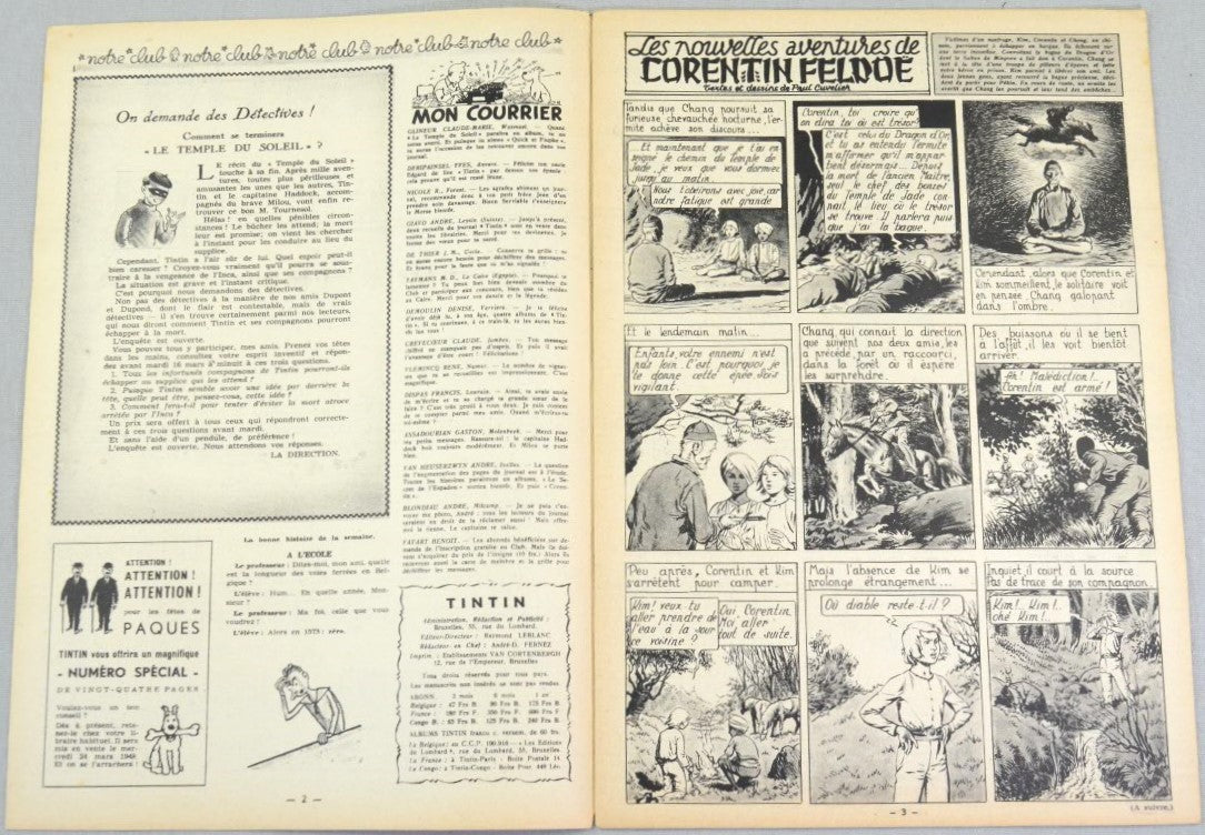 Journal Tintin Issue 11: March 11th 1948  Paul Cuvelier Cover Edition Vintage Comic EO Couverture