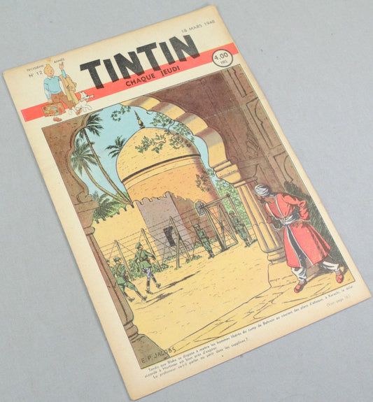 Journal Tintin Issue 12: March 18th 1948 Edgar P. Jacobs Cover Edition Vintage Comic EO Couverture