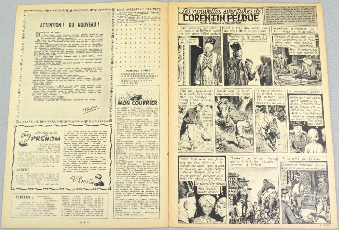 Journal Tintin Issue 13: March 25th 1948 Paul Cuvelier Cover Edition Vintage Comic EO Couverture