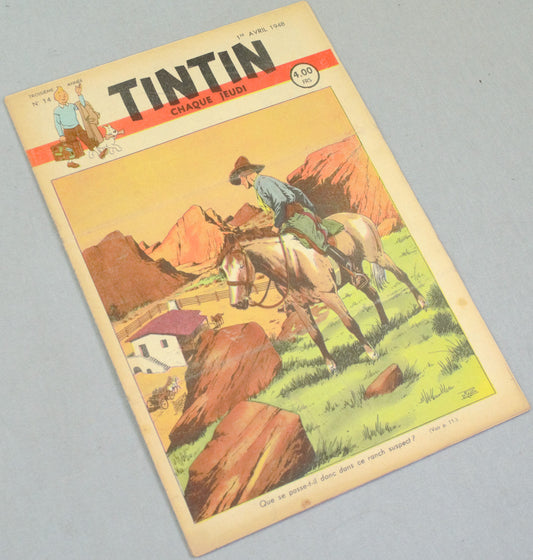 Journal Tintin Issue 14: April 1st 1948 Le Rallic Cover Edition Vintage Comic EO Couverture