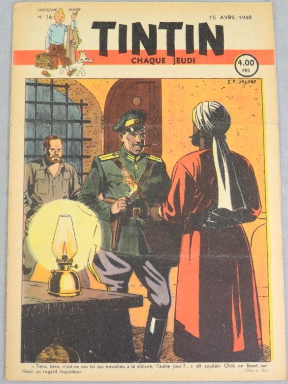 Journal Tintin Issue 16: April 15th 1948 Edgar P. Jacobs Cover Edition Vintage Comic EO Couverture