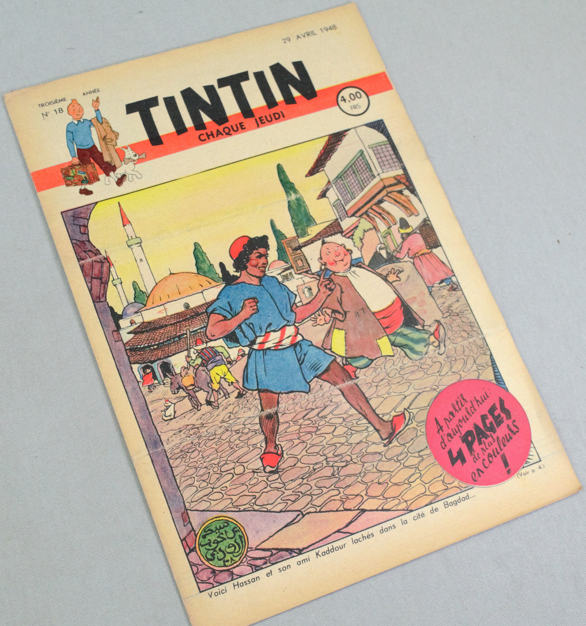 Journal Tintin Issue 18: April 29th 1948 Cover Edition Vintage Comic EO Couverture