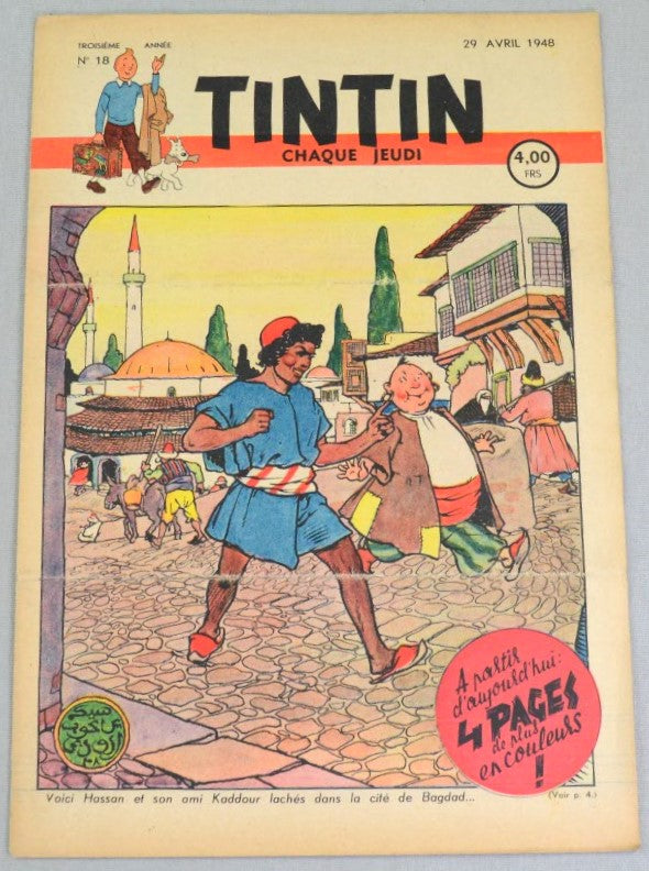 Journal Tintin Issue 18: April 29th 1948 Cover Edition Vintage Comic EO Couverture