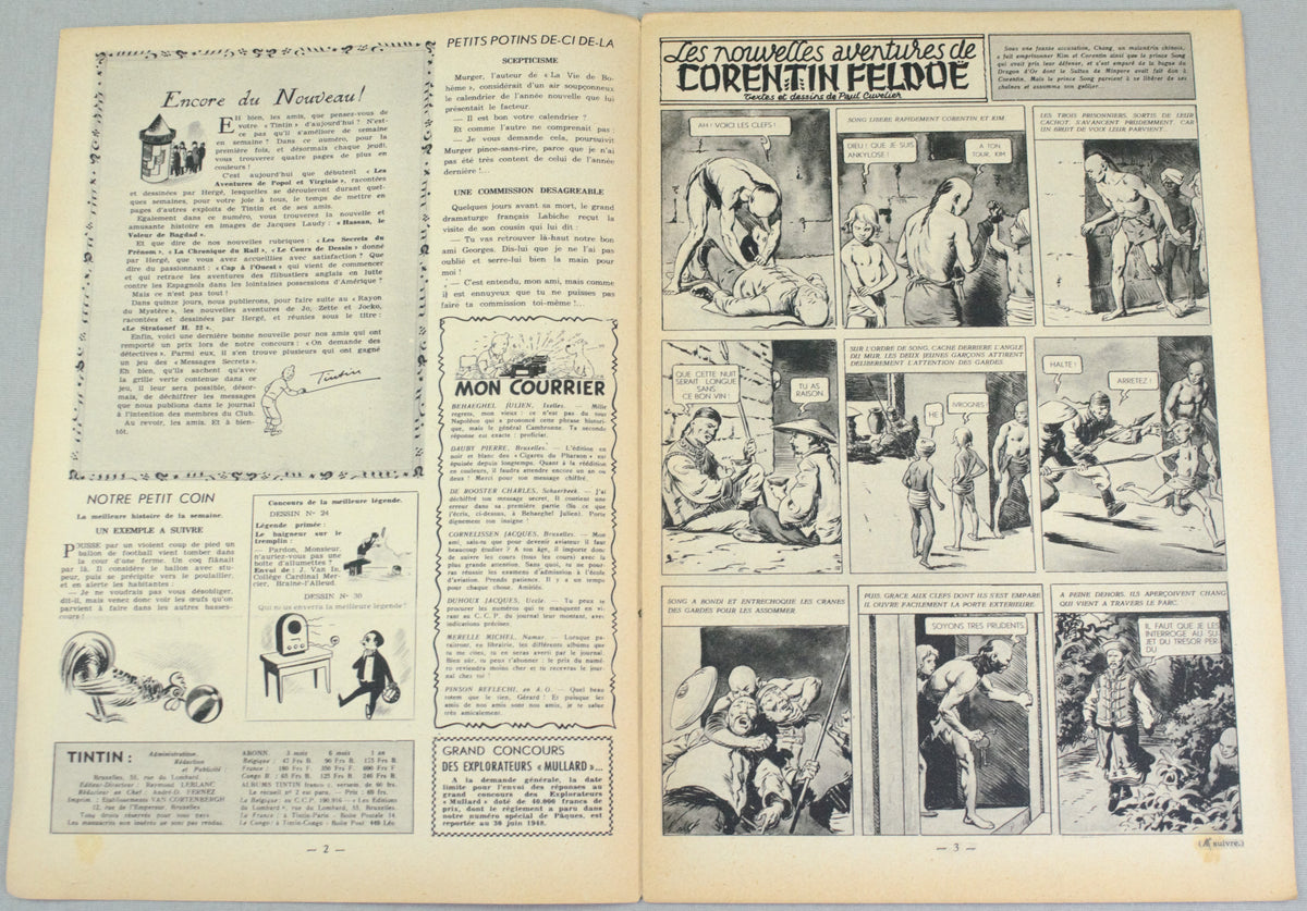 Journal Tintin Issue 18: April 29th 1948 Cover Edition Vintage Comic EO Couverture