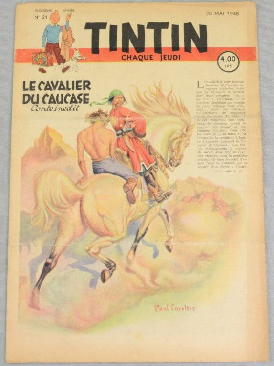 Journal Tintin Issue 21: May 20th 1948 Paul Cuvelier Cover Edition Vintage Comic EO Couverture