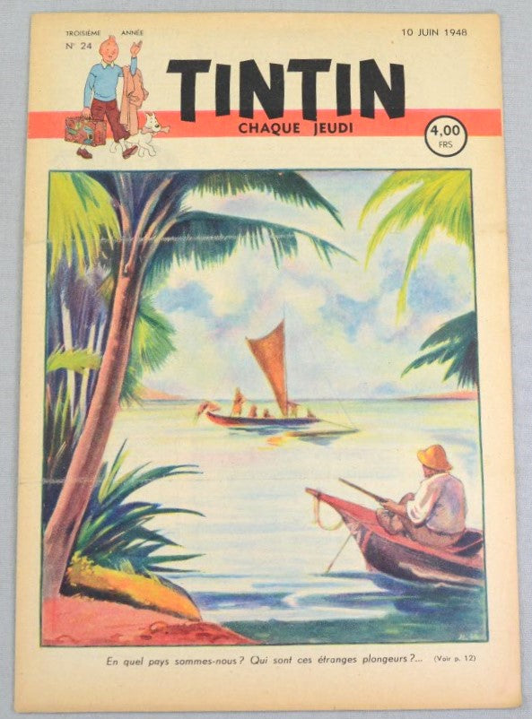Journal Tintin Issue 24: June 10th 1948 Jacques Laudy Cover Edition Vintage Comic EO Couverture