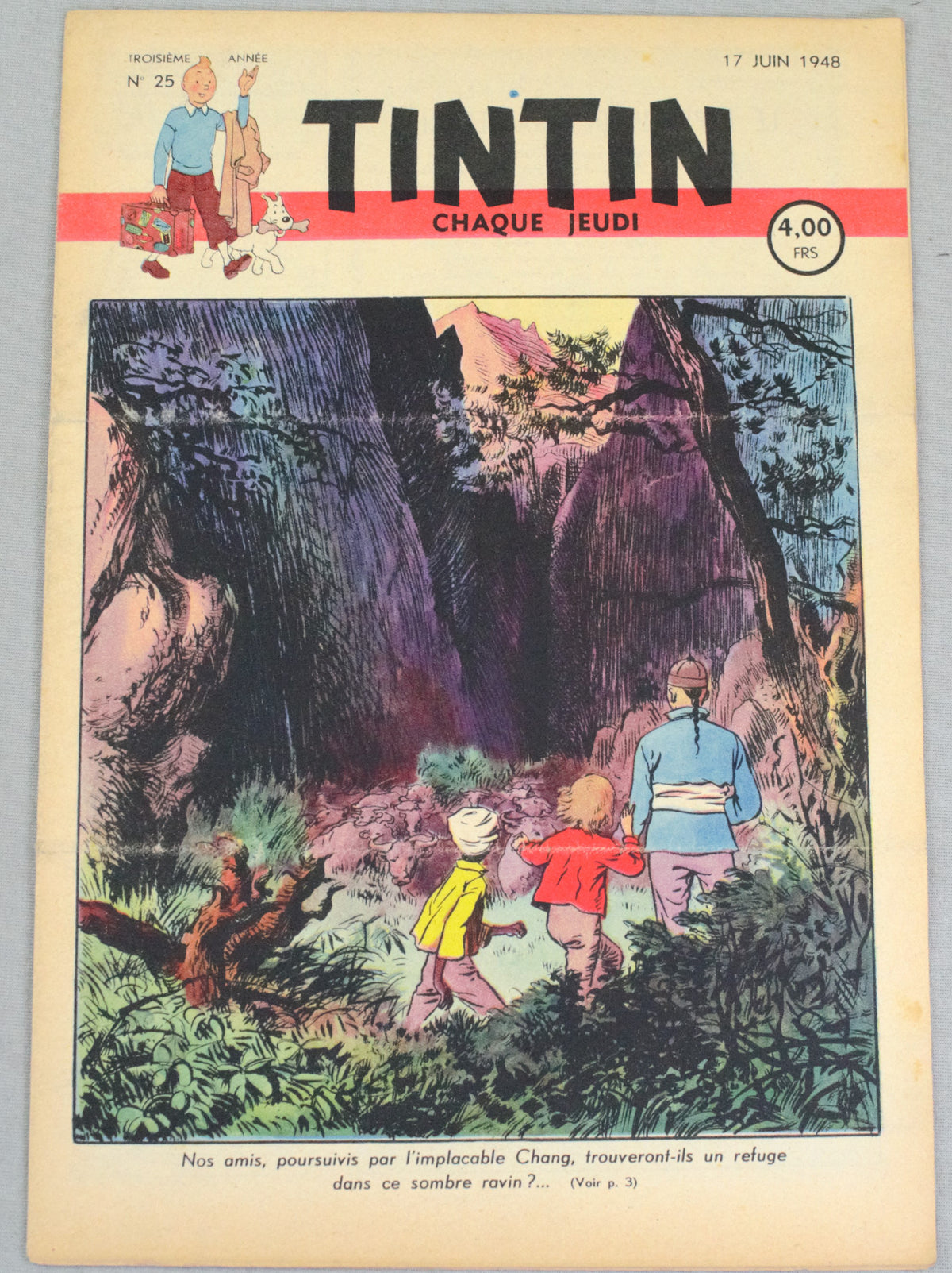Journal Tintin Issue 25: June 17th 1948 Cover Edition Vintage Comic EO Couverture
