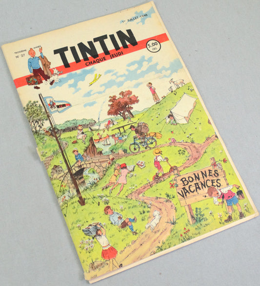 Journal Tintin Issue 27: July 1st 1948 Husey Cover Edition Vintage Comic EO Couverture