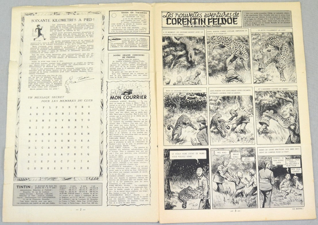 Journal Tintin Issue 28: July 8th 1948 Le Rallic Cover Edition Vintage Comic EO Couverture