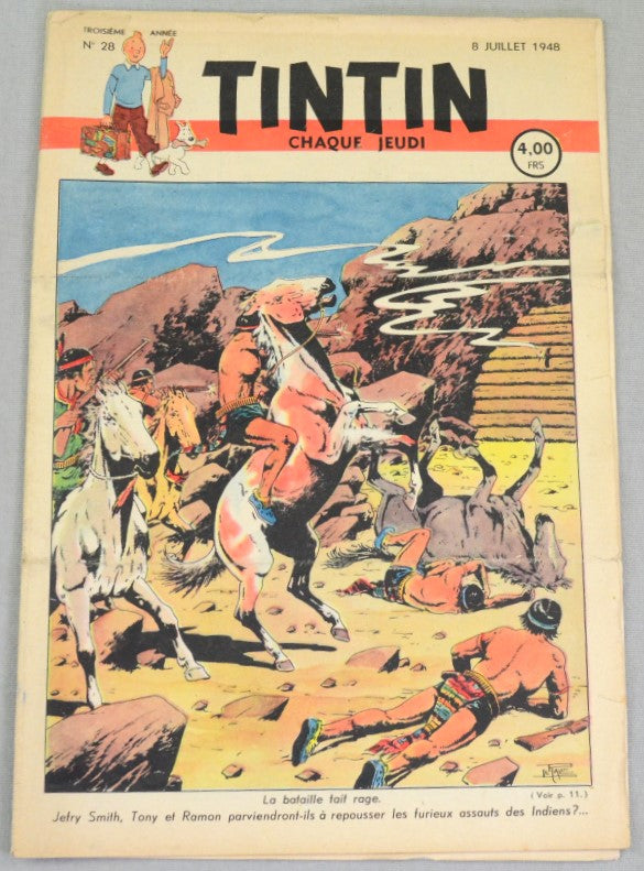 Journal Tintin Issue 28: July 8th 1948 Le Rallic Cover Edition Vintage Comic EO Couverture