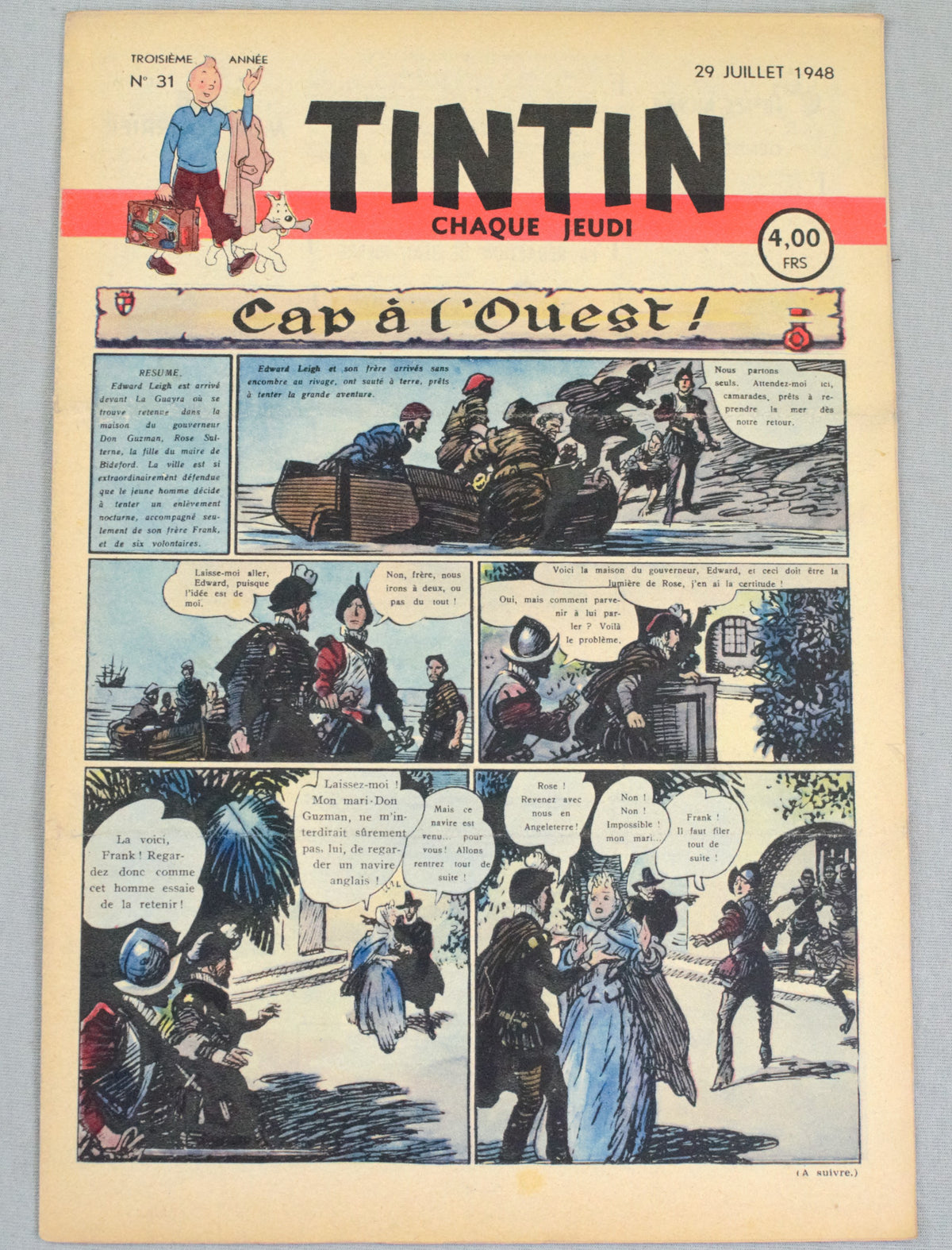 Journal Tintin Issue 31: July 29th 1948 Cover Edition Vintage Comic EO Couverture