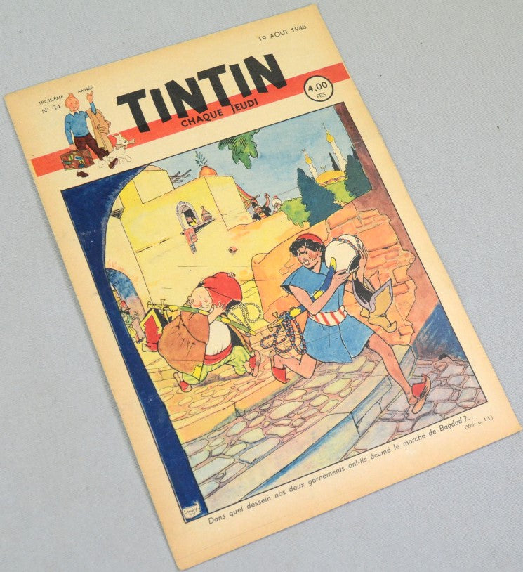 Journal Tintin Issue 34: August 19th 1948 Jacques Laudy Cover Edition Vintage Comic EO Couverture