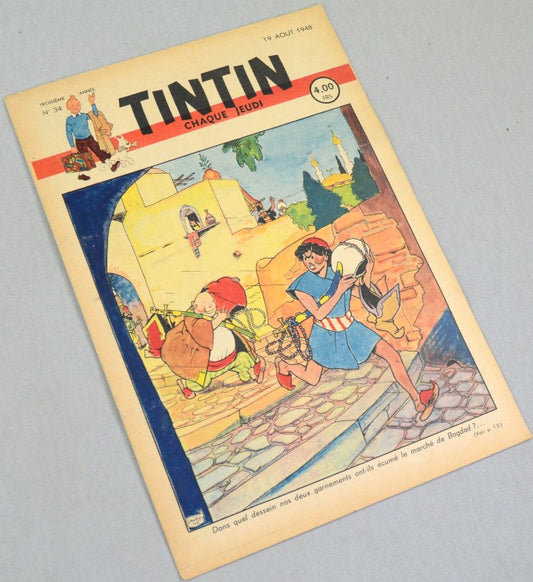 Journal Tintin Issue 34: August 19th 1948 Jacques Laudy Cover Edition Vintage Comic EO Couverture