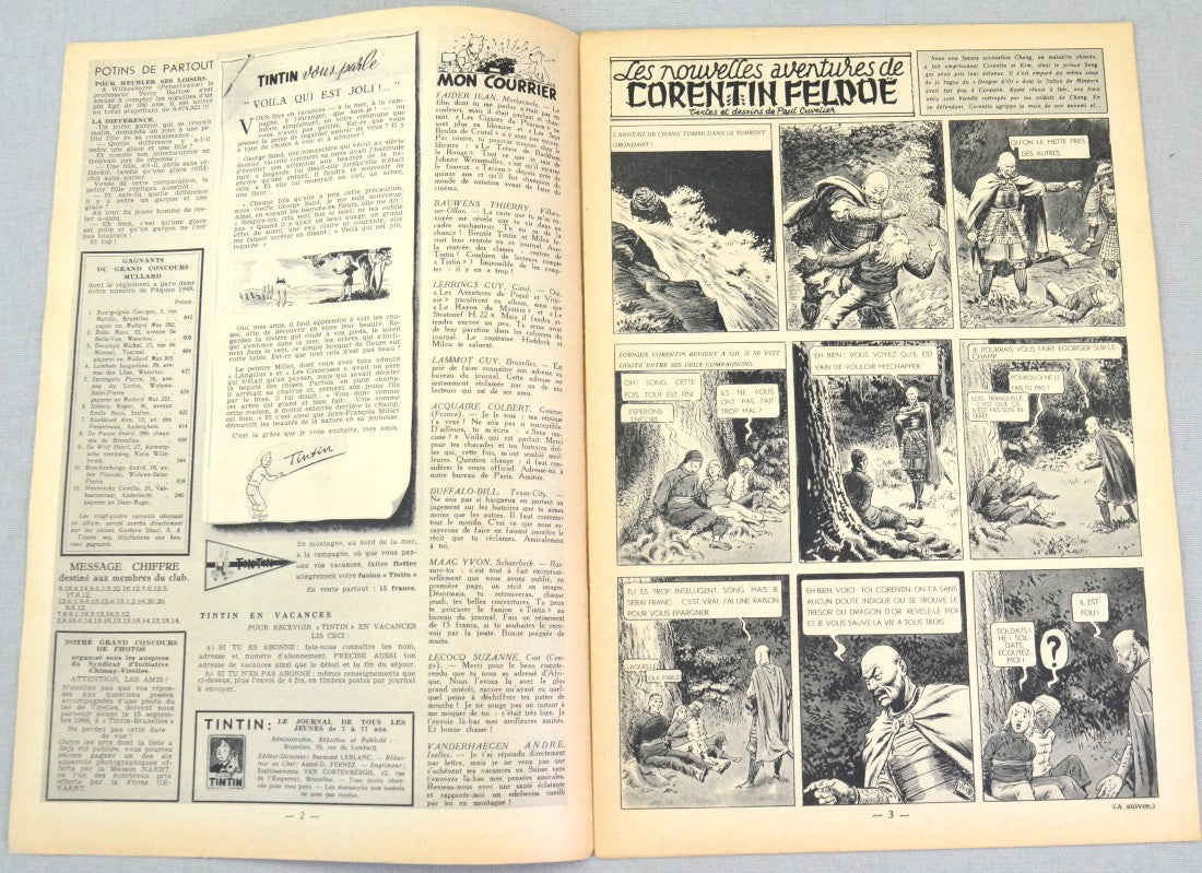 Journal Tintin Issue 34: August 19th 1948 Jacques Laudy Cover Edition Vintage Comic EO Couverture