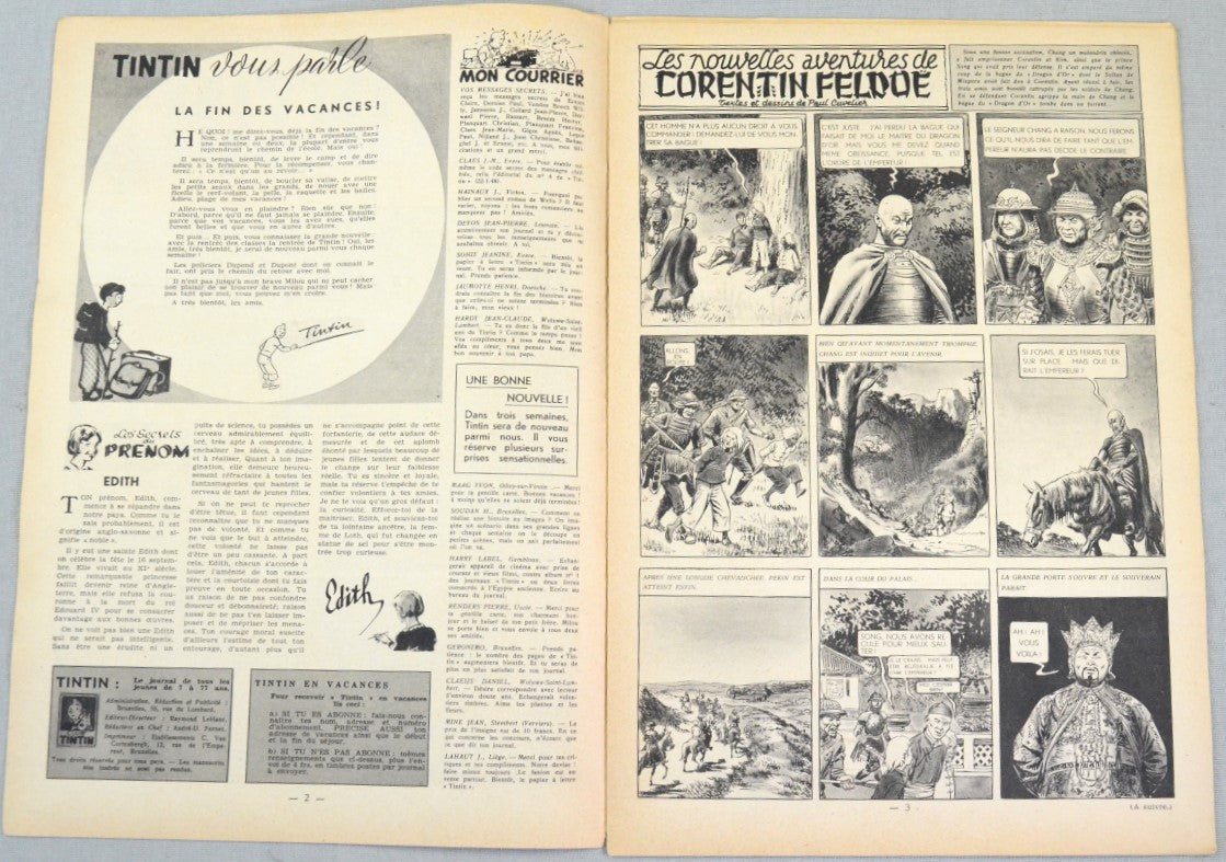 Journal Tintin Issue 35: August 26th 1948 Cover Edition Vintage Comic EO Couverture