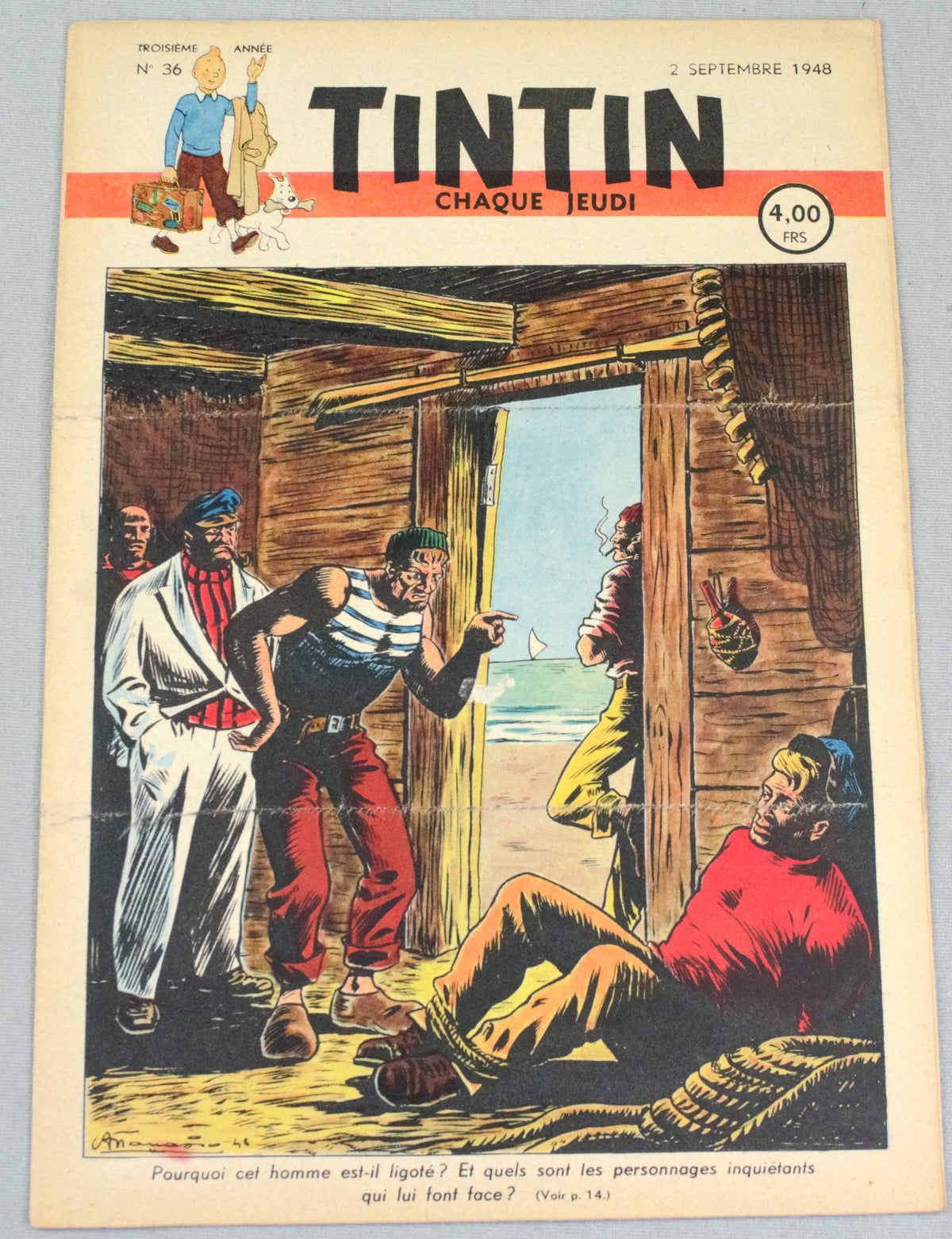 Journal Tintin Issue 36: September 2nd 1948 Cover Edition Vintage Comic EO Couverture