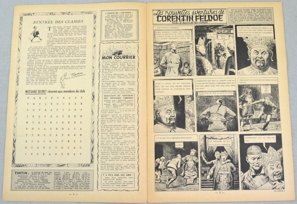 Journal Tintin Issue 36: September 2nd 1948 Cover Edition Vintage Comic EO Couverture