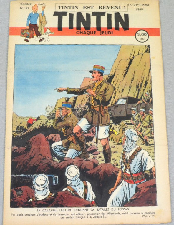 Journal Tintin Issue 38: September 16th 1948 Le Rallic Cover Edition Vintage Comic EO Couverture