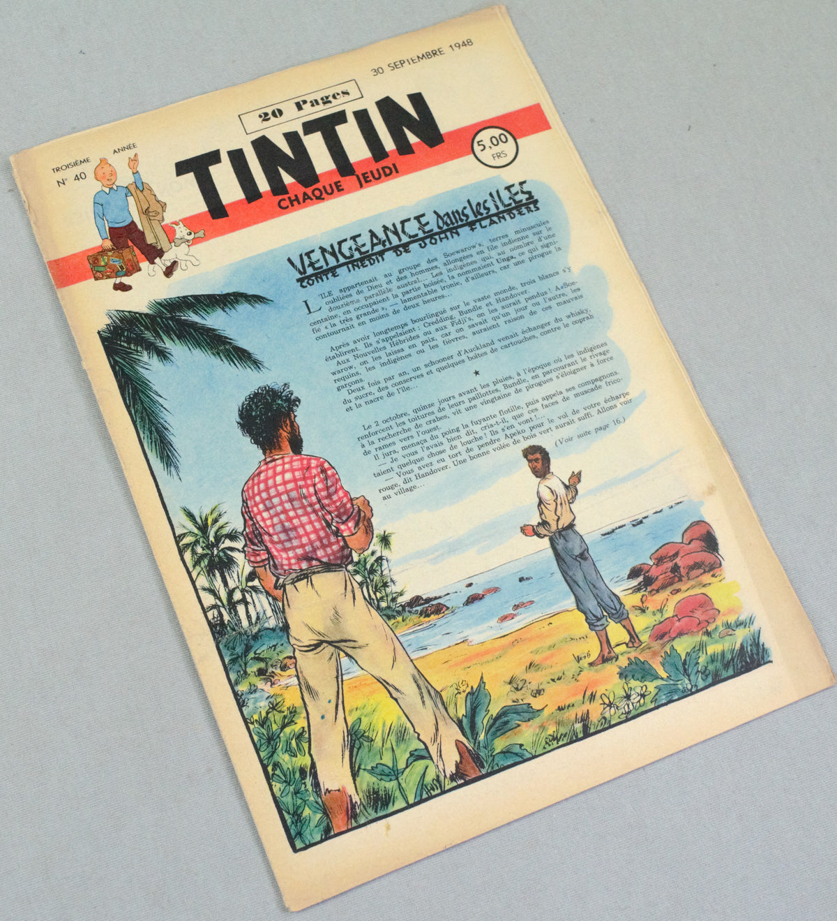 Journal Tintin Issue 40: September 30th 1948 Cover Edition Vintage Comic EO Couverture