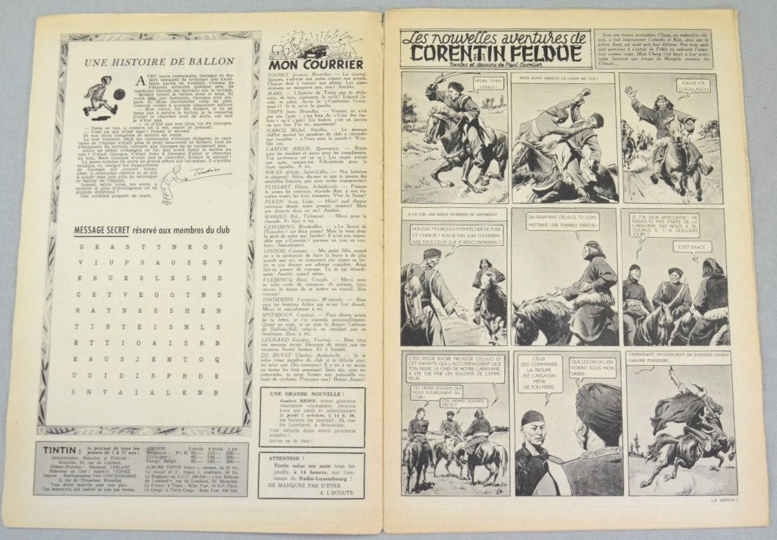 Journal Tintin Issue 40: September 30th 1948 Cover Edition Vintage Comic EO Couverture