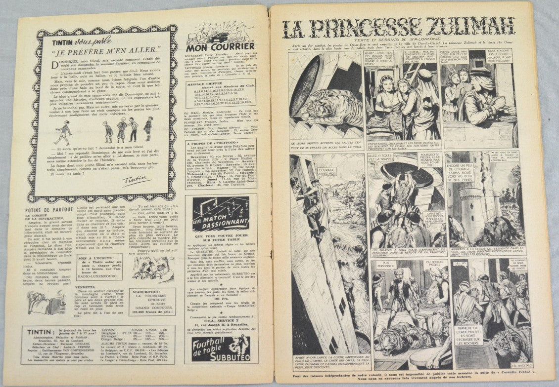 Journal Tintin Issue 42: October 14th 1948 Cover Edition Vintage Comic EO Couverture