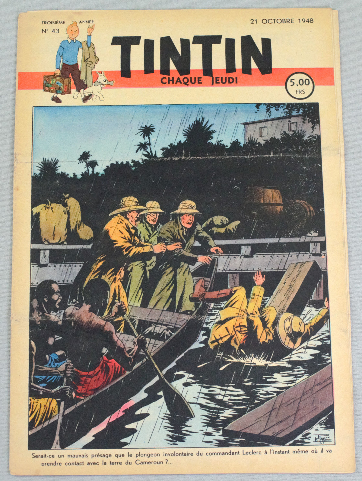 Journal Tintin Issue 43: October 21st 1948 Le Rallic Cover Edition Vintage Comic EO Couverture