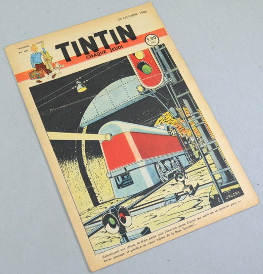 Journal Tintin Issue 44: October 28th 1948 Edgar P.Jacobs Cover Edition Vintage Comic EO Couverture