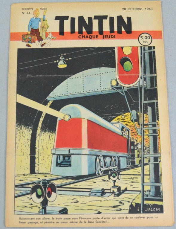 Journal Tintin Issue 44: October 28th 1948 Edgar P.Jacobs Cover Edition Vintage Comic EO Couverture