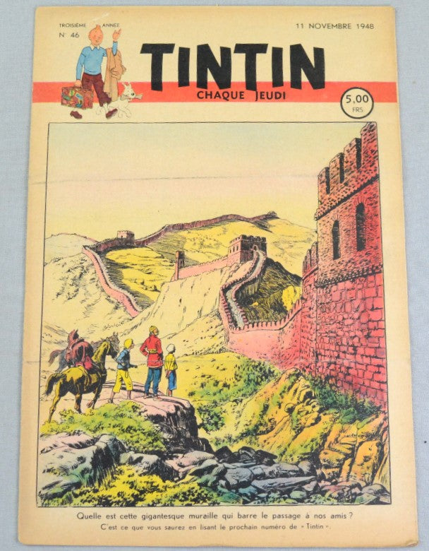 Journal Tintin Issue 46: November 11th 1948 Cover Edition Vintage Comic EO Couverture