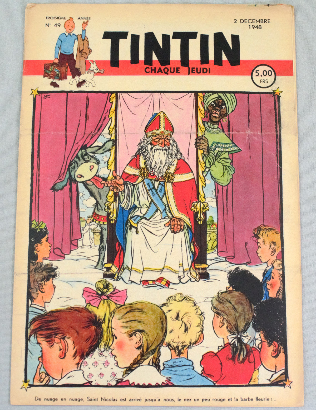 Journal Tintin Issue 49: December 2nd 1948 Cover Edition Vintage Comic EO Couverture