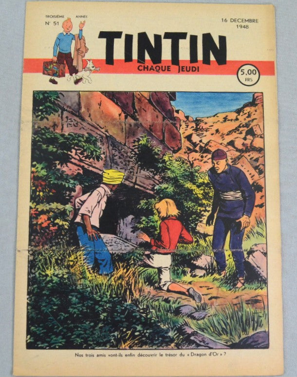 Journal Tintin Issue 51: December 16th 1948 Cover Edition Vintage Comic EO Couverture