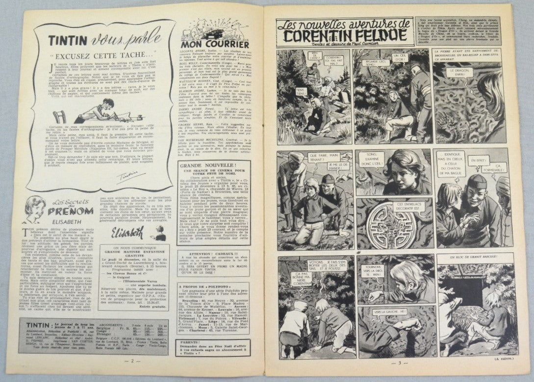 Journal Tintin Issue 51: December 16th 1948 Cover Edition Vintage Comic EO Couverture