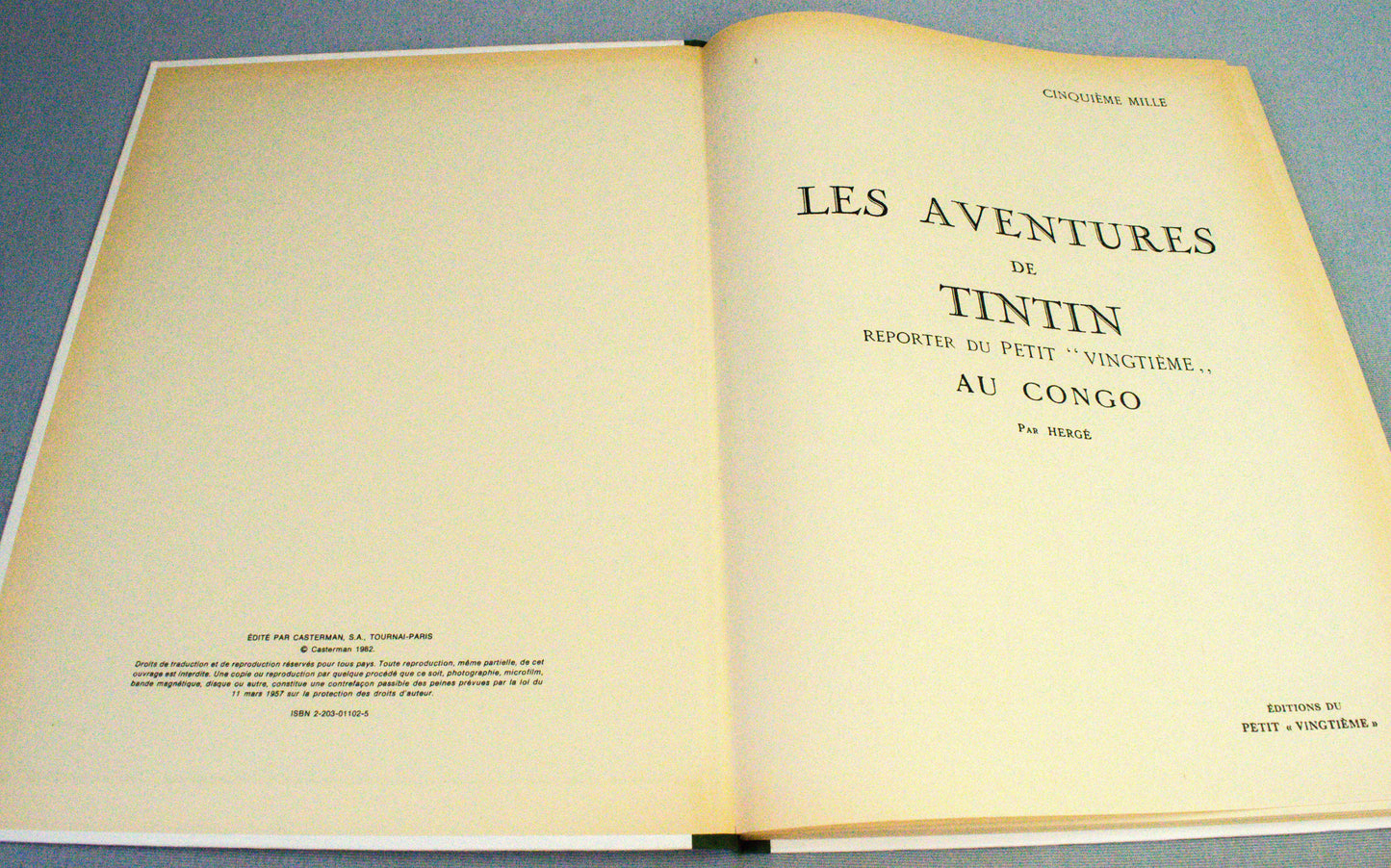 Tintin Au Congo B&W Facsimile 1st Alternate Cover Edition HB Casterman 1982 French EO Noir Blanc