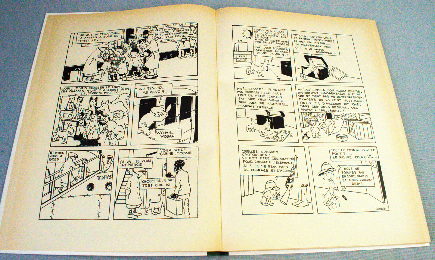Tintin Au Congo B&W Facsimile 1st Alternate Cover Edition HB Casterman 1982 French EO Noir Blanc