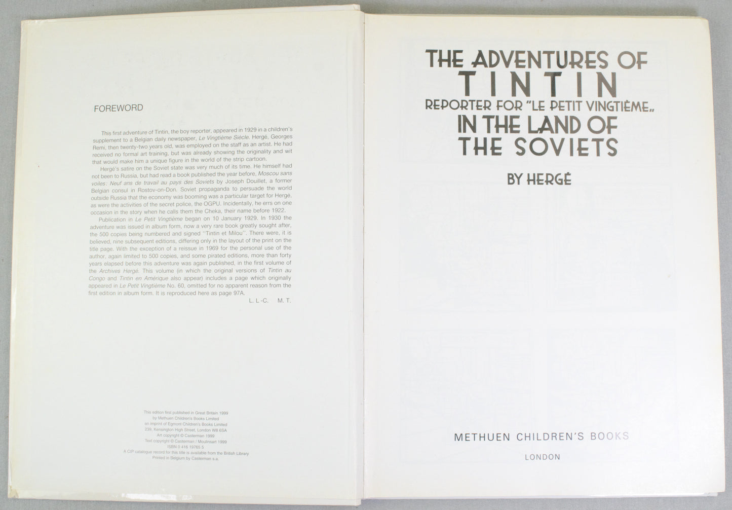 Tintin in the Land of Soviets: Methuen 1999 1st Edition HB Rare comic book Herge EO