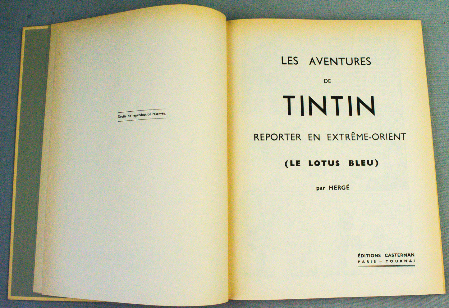 Le Lotus Bleu - Rare B&W Facsimile 1st Edition Casterman - 1993 French EO Noire Blanc