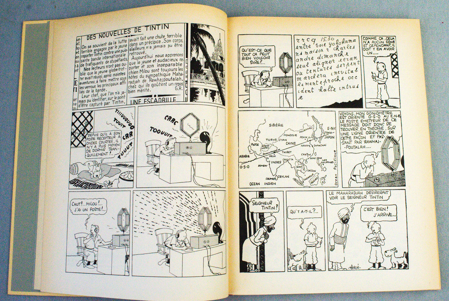 Le Lotus Bleu - Rare B&W Facsimile 1st Edition Casterman - 1993 French EO Noire Blanc