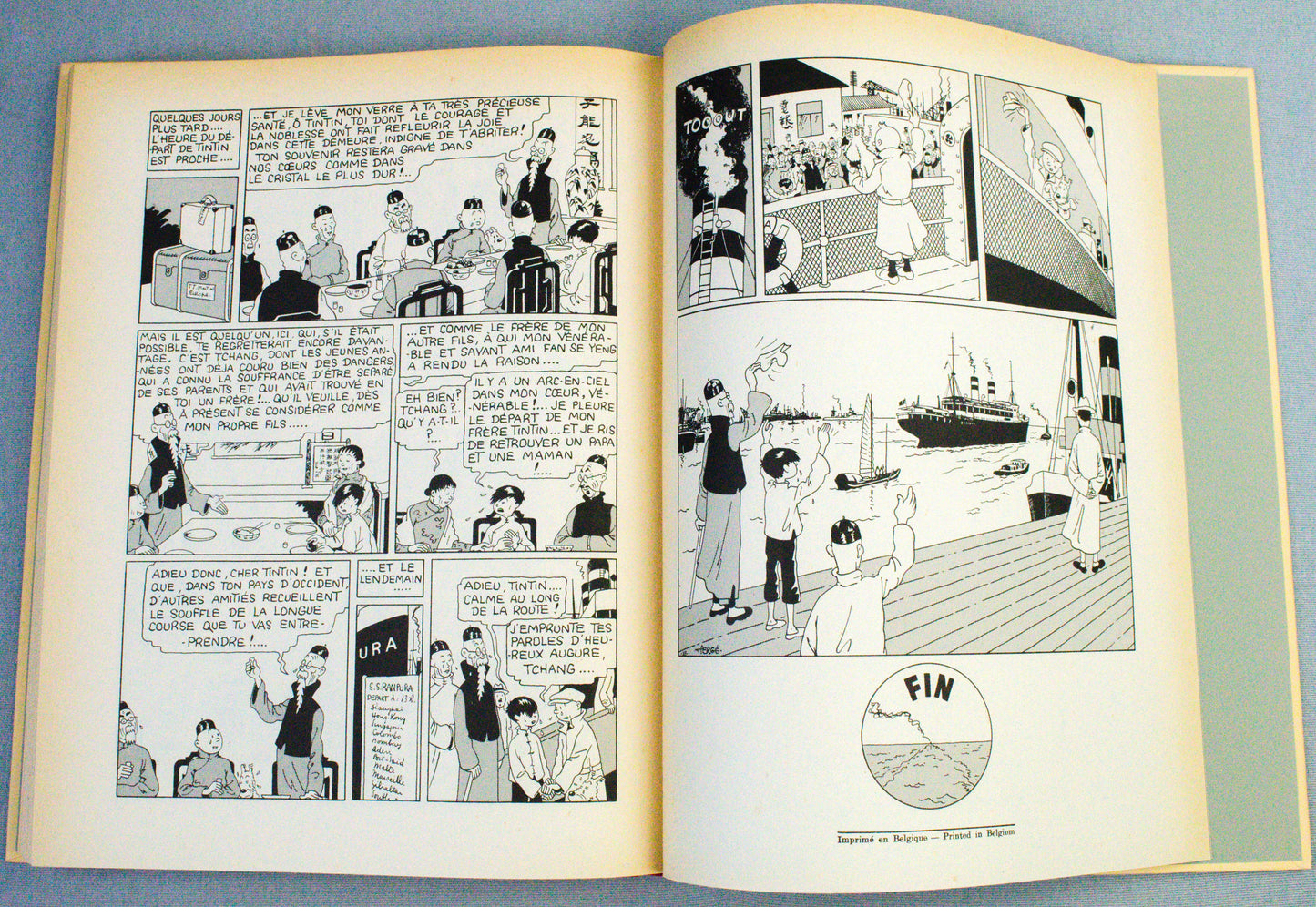Le Lotus Bleu - Rare B&W Facsimile 1st Edition Casterman - 1993 French EO Noire Blanc