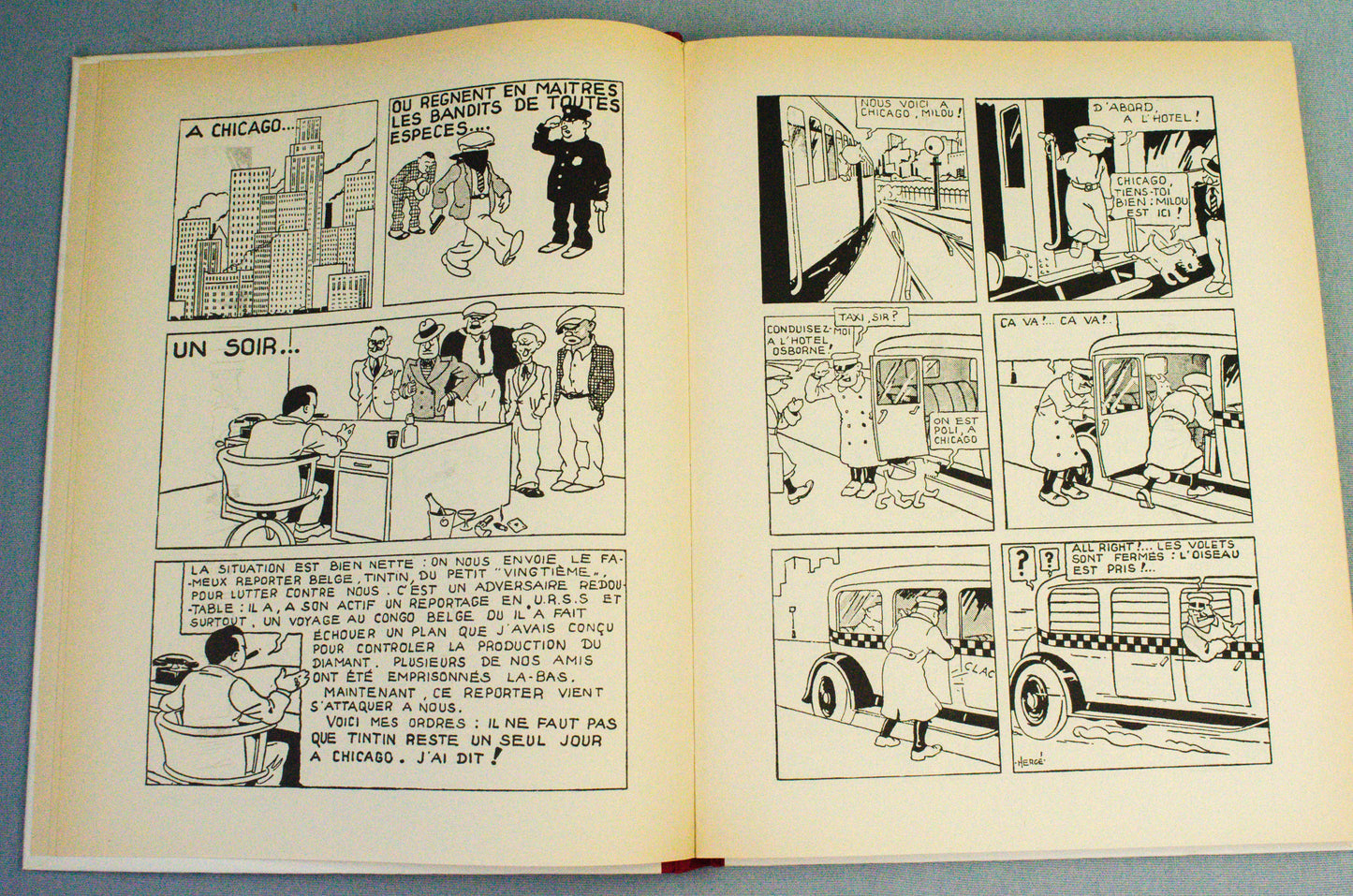 Tintin En Amerique Alternative Cover - Rare B&W Facsimile 1st Edition - 1983 French EO Noire Blanc