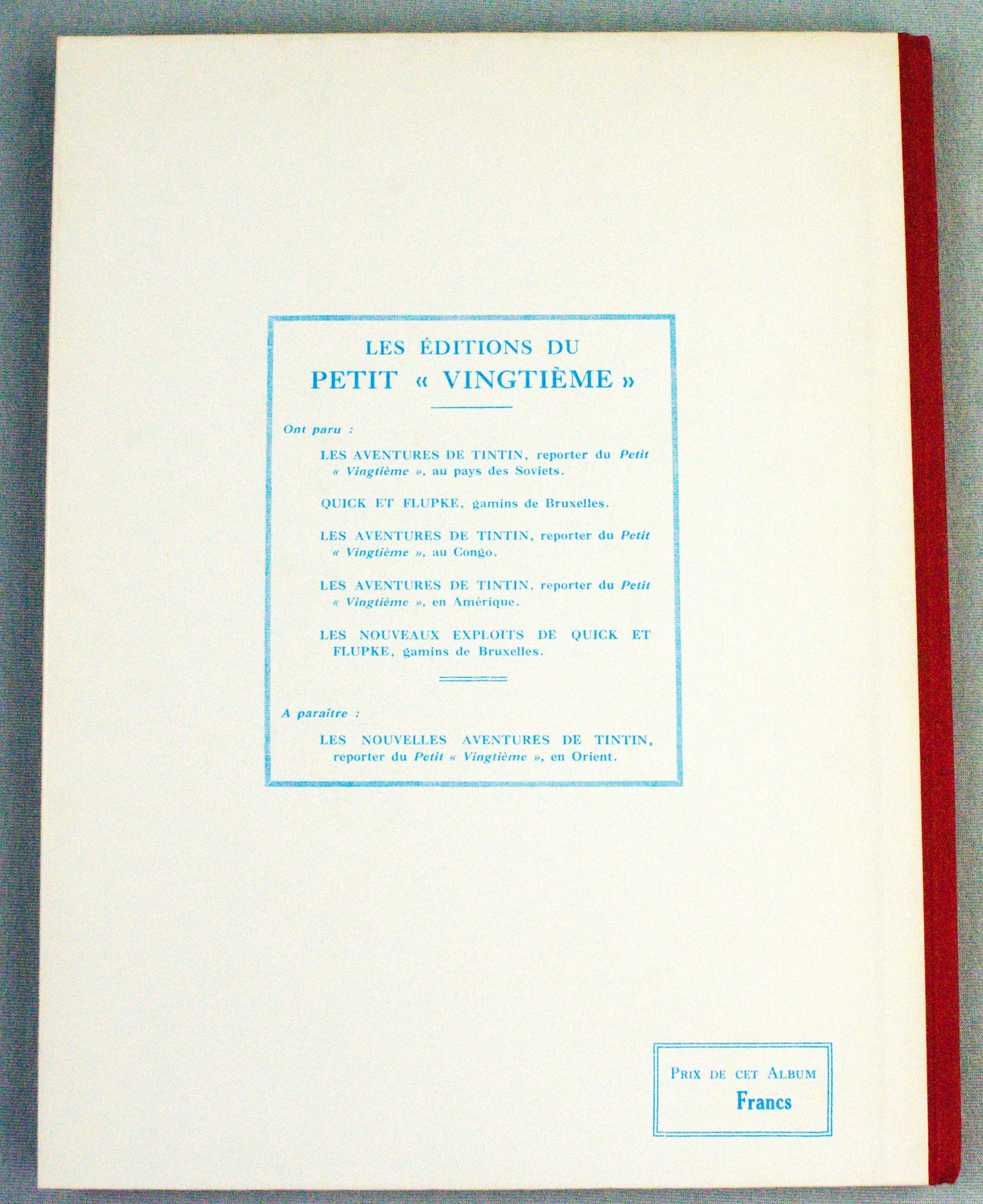 Tintin En Amerique Alternative Cover - Rare B&W Facsimile 1st Edition - 1983 French EO Noire Blanc