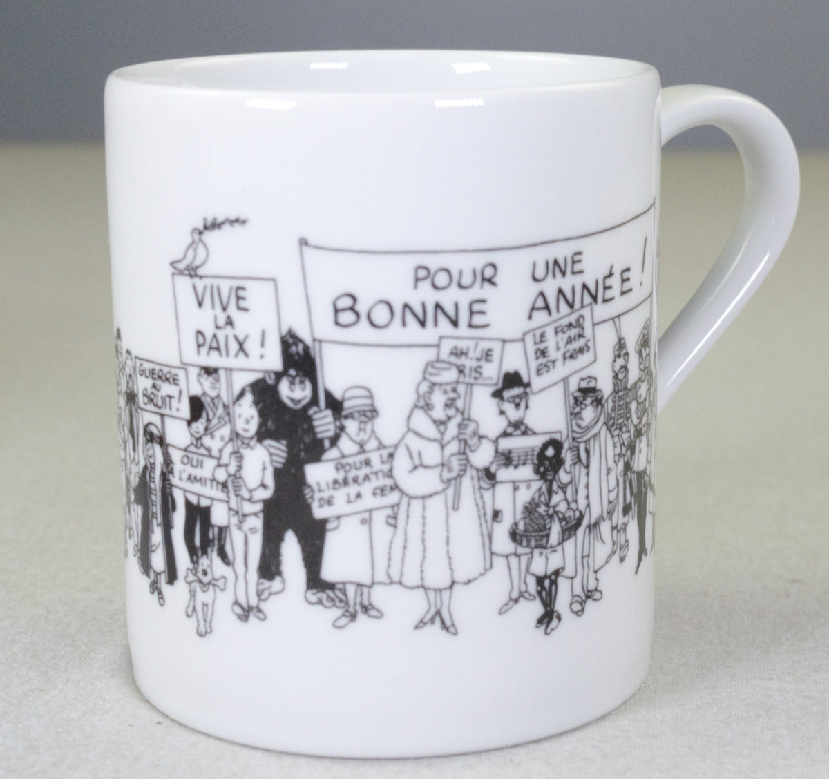 Moulinsart Tintin Mug: “Happy New Year” “Bonne Annee” Carte De Voeux 2024 Cups