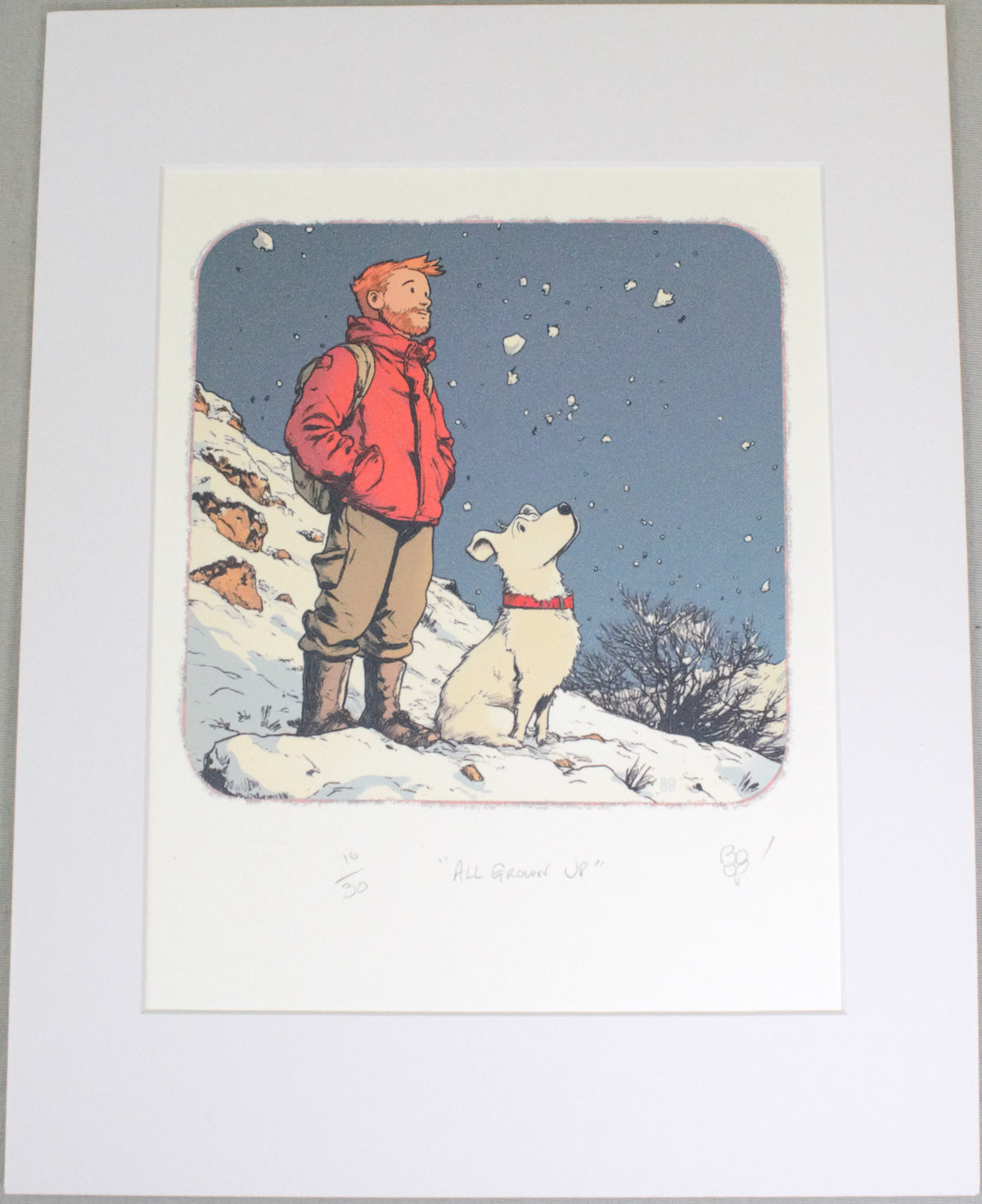Tintin & Snowy "All Grown Up" Boopwerx Authentic A4 Print with Board Frame Signed