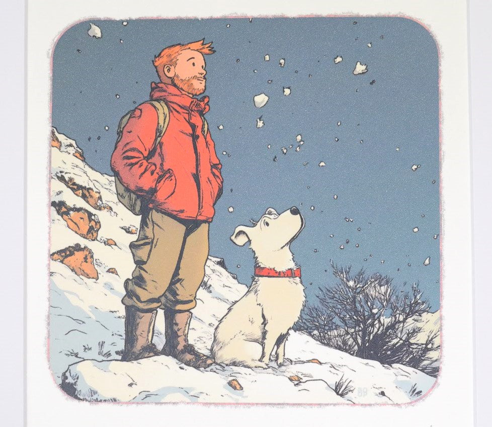 Tintin & Snowy "All Grown Up" Boopwerx Authentic A4 Print with Board Frame Signed
