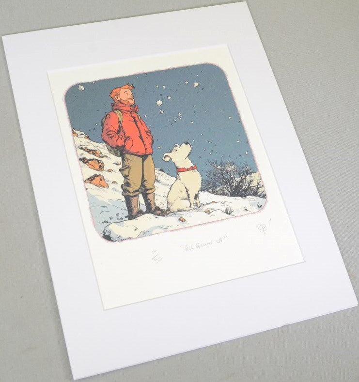 Tintin & Snowy "All Grown Up" Boopwerx Authentic A4 Print with Board Frame Signed