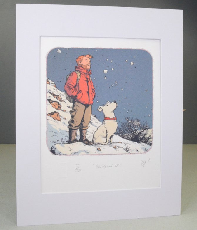 Tintin & Snowy "All Grown Up" Boopwerx Authentic A4 Print with Board Frame Signed