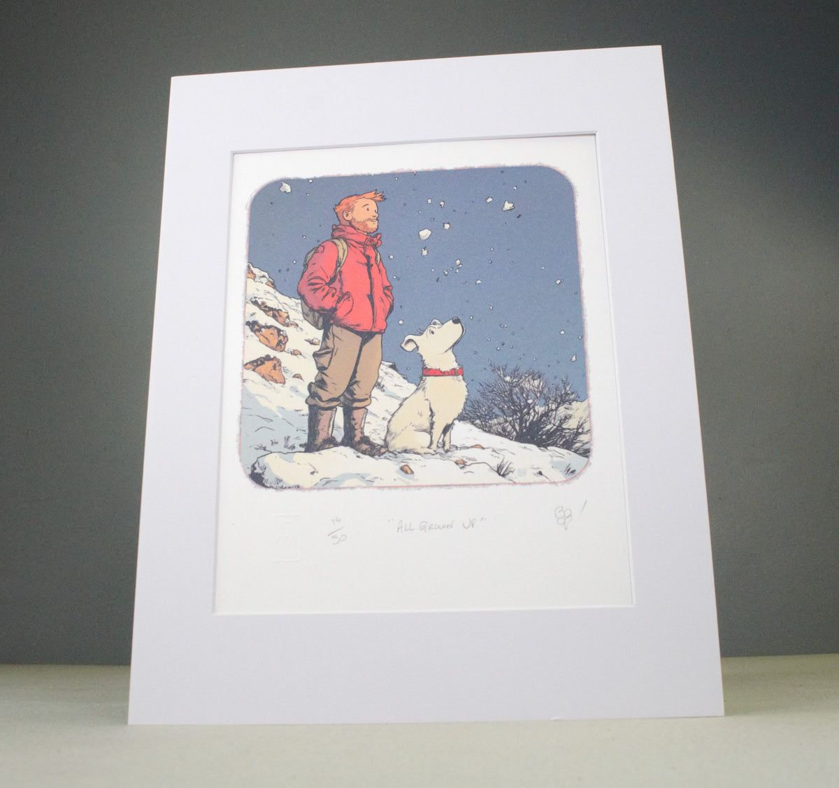 Tintin & Snowy "All Grown Up" Boopwerx Authentic A4 Print with Board Frame Signed