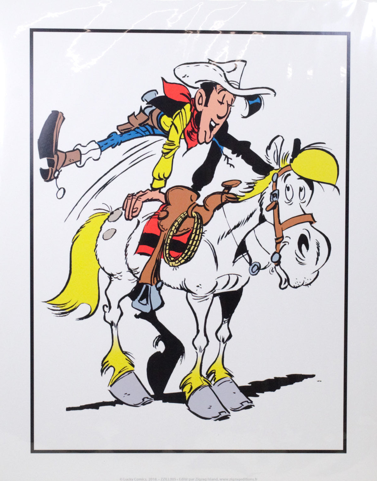 Lucky Luke Jumping on Jolly Rider: Poster 11 x 14 ZigZag Island Rare 2018 Print