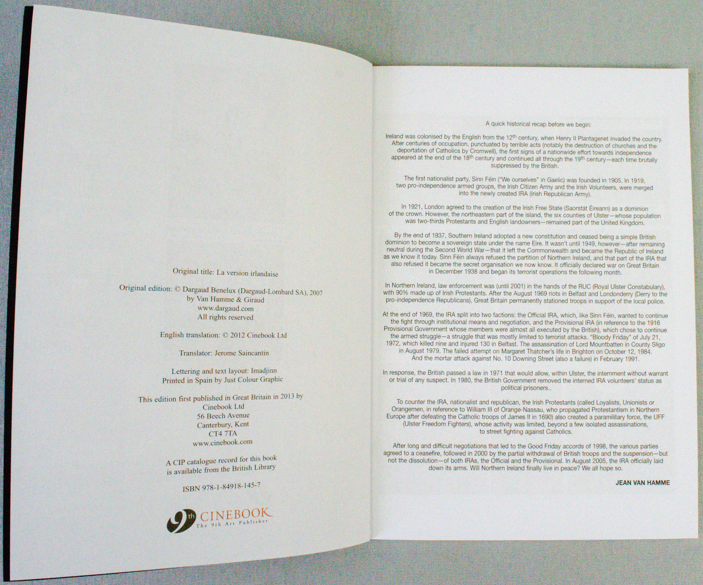 XIII: Volume 17 - The Irish Version - (Cinebook Paperback Editions) - W.Vance - J. Van Hamme