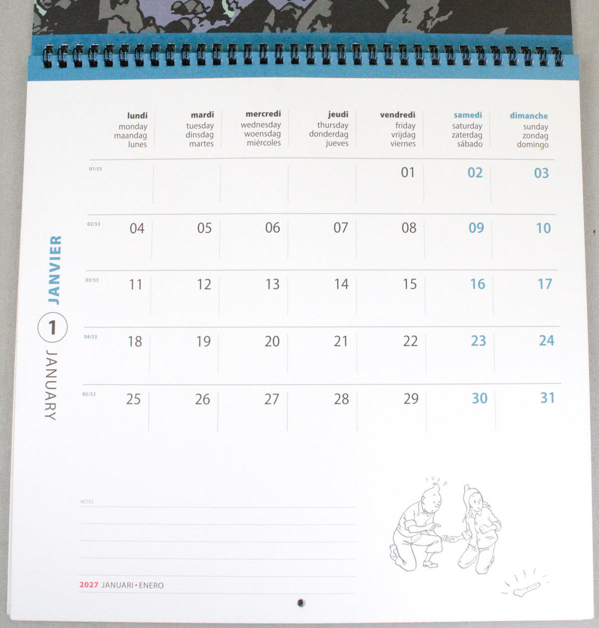 2027 Tintin Large/Wall Calendar - Adventures of Tintin by Herge/Moulinsart Edition